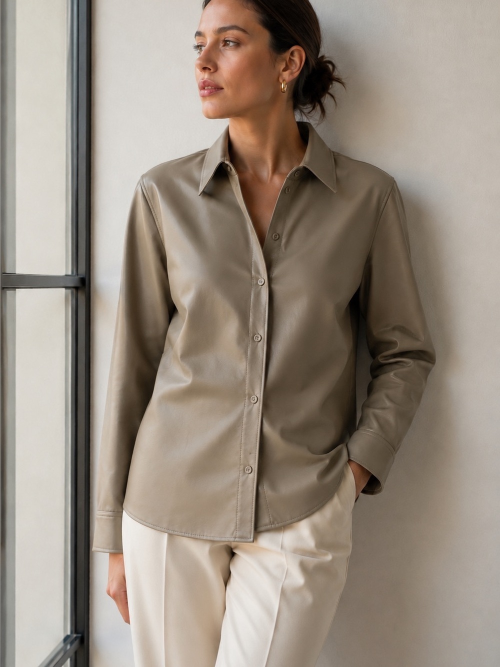 Aritzia Babaton Pelli Shacket Size L Colour: Shiitake - Excellent Condition
